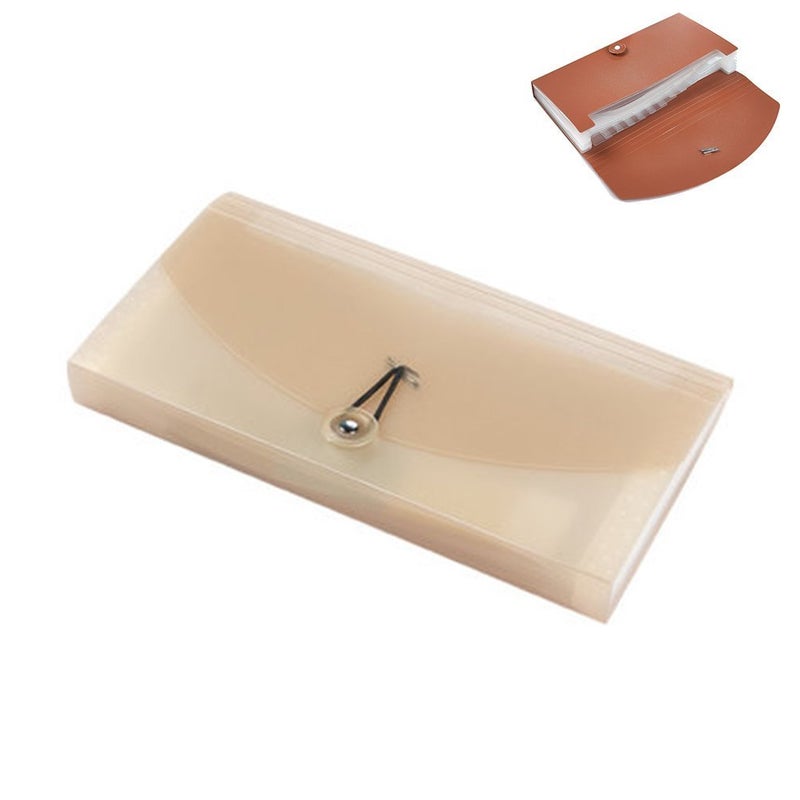 Oak-Pine 13 Pocket Receipt Folder, Khaki Translucent, Plastic, 10.24 x 5.31 x 1.18 in - Image 1